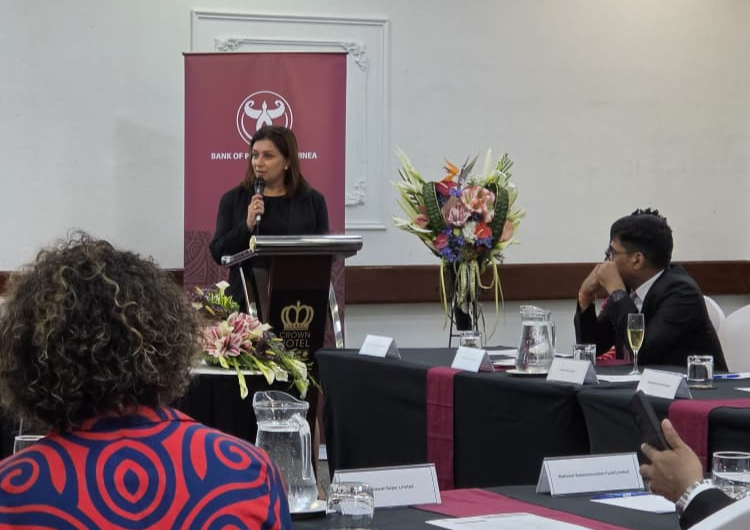 NSL Chief Risk and Compliance Officer Mrs. Seema Dass Raju speaking at the signing ceremony  DV